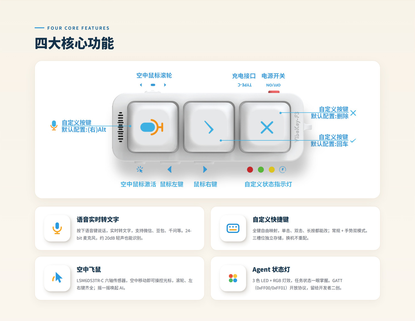 AI语音输入小键盘 | VibeKey-F3 详情图 4