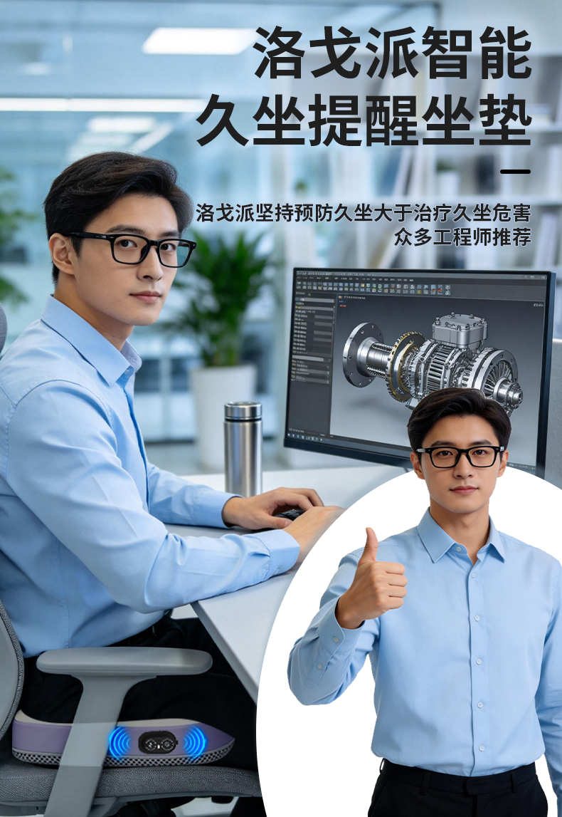 洛戈派久坐提醒智能坐垫 双面使用超长续航 高频振动按摩 红外热敷 凝胶记忆棉坐垫 支持小程序和app 预防久坐危害神器 详情图 9